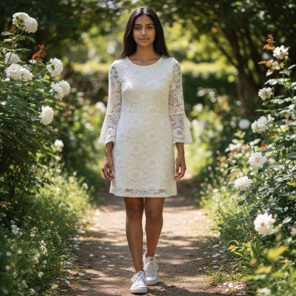 Robbie Bee Ivory Lace Long Sleeve Dress - Picture 3 of 8